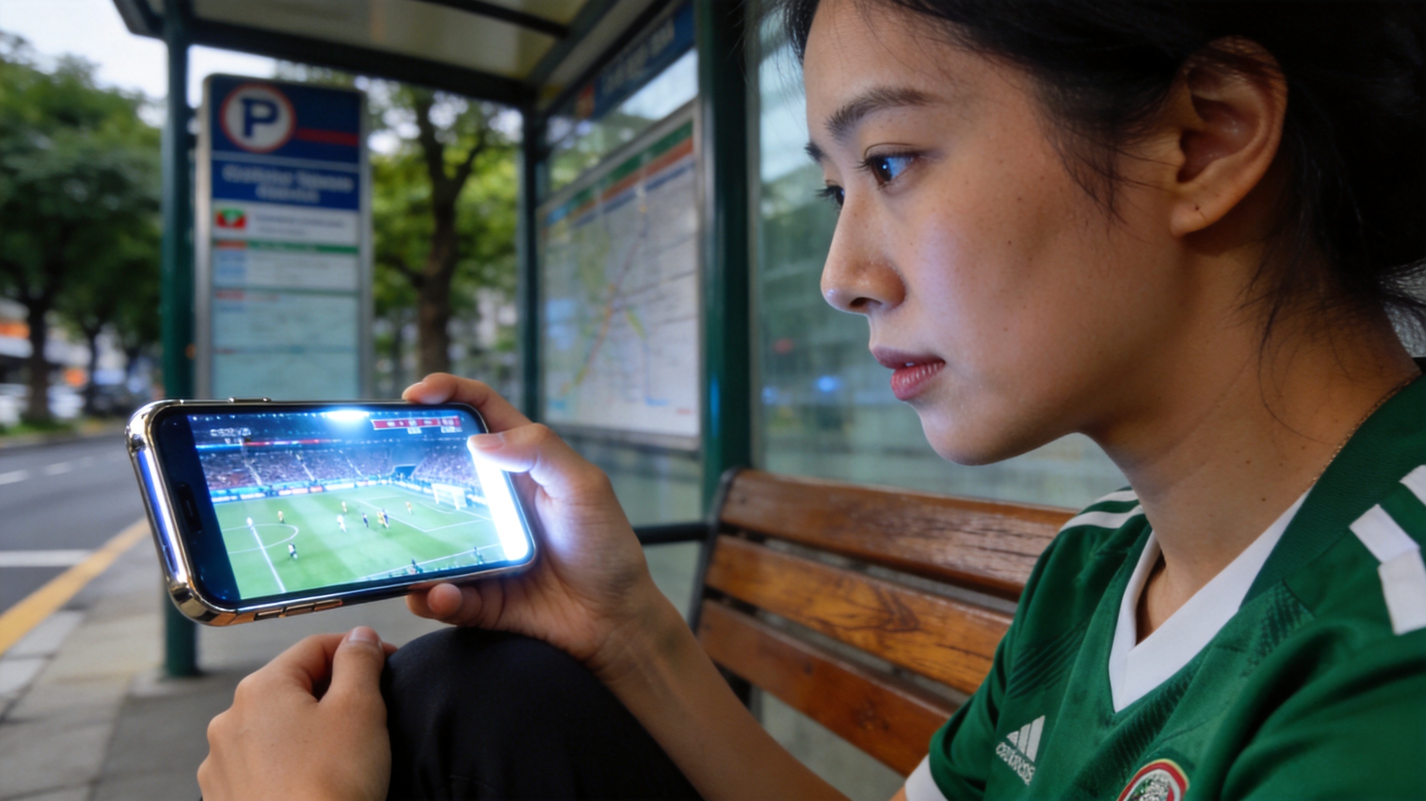 浏览体验模块配图：球迷在通勤途中通过手机查看赛事内容，对应平台在手机端的阅读适配